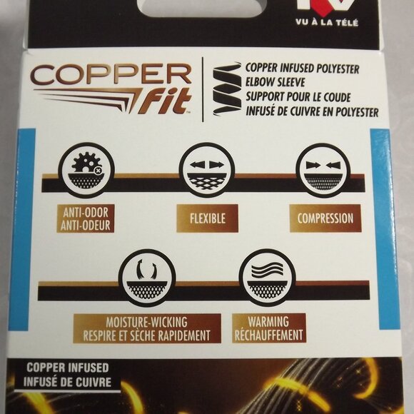 2 Compression Elbow Sleeves, Unisex, Black, Copper Fit - Picture 10 of 11